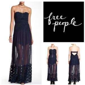 Free People Midnight Blue Strapless Dress
